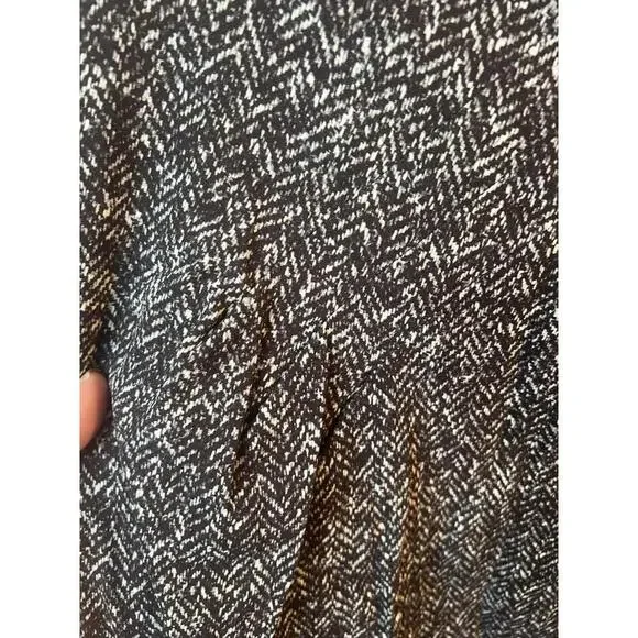 Michael Kors Collection Black Ivory Dress V Neck Long Sleeve Stretch Size 12 - Picture 5 of 9